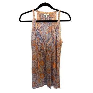 Joie boho orange purple 100% silk tank top blouse size large